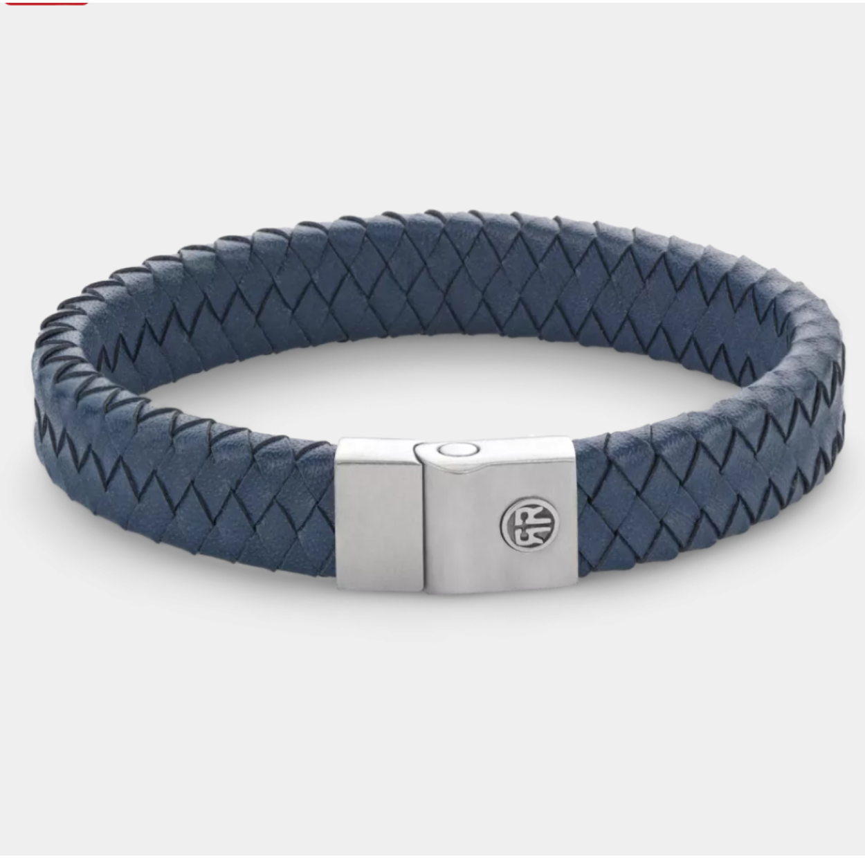 Rebel & Rose Armband Full Metal Premium 12mm Blue Leer/Staal RR-M0044-S-M