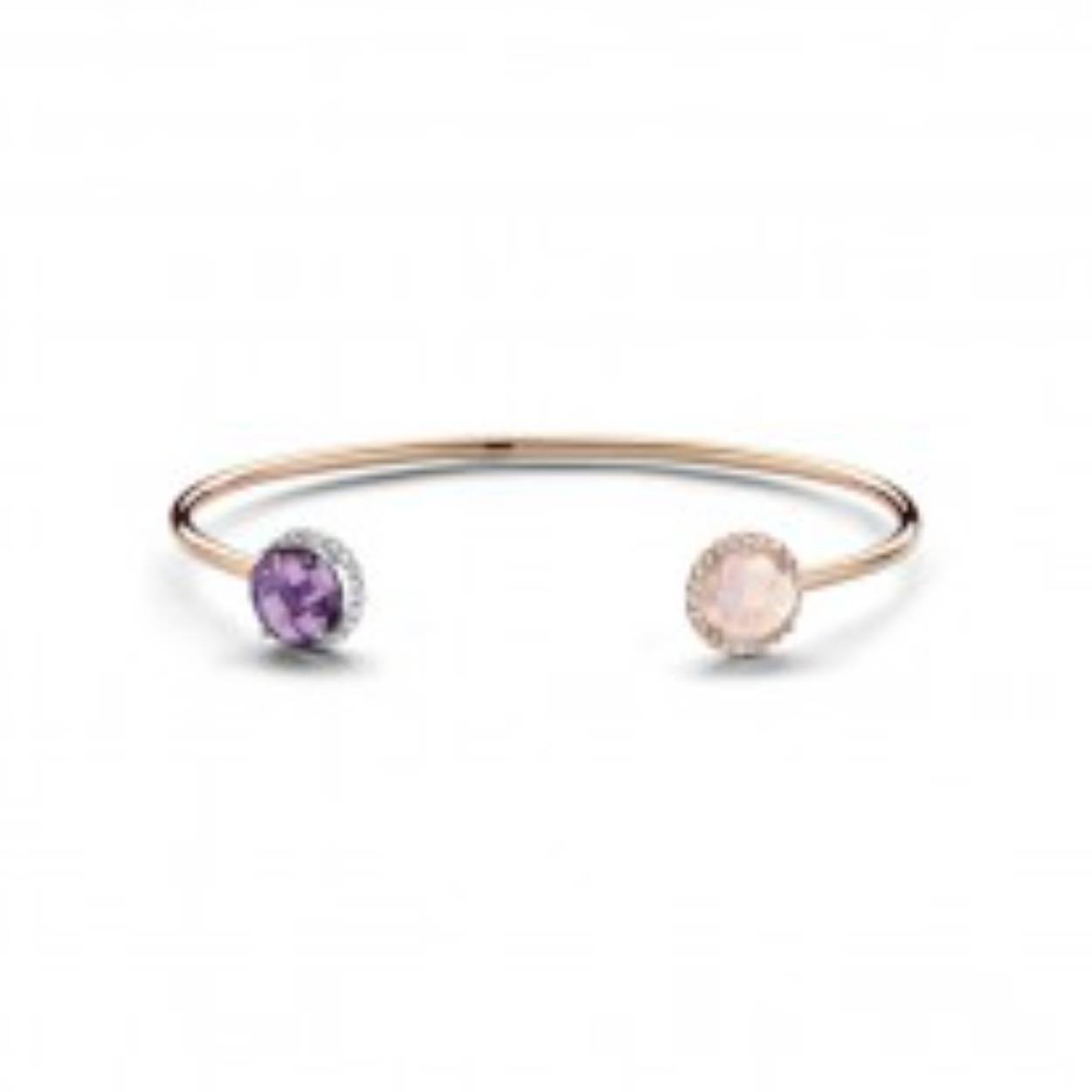 You & Me Armband goud 18k Amethyst Roze Quarts