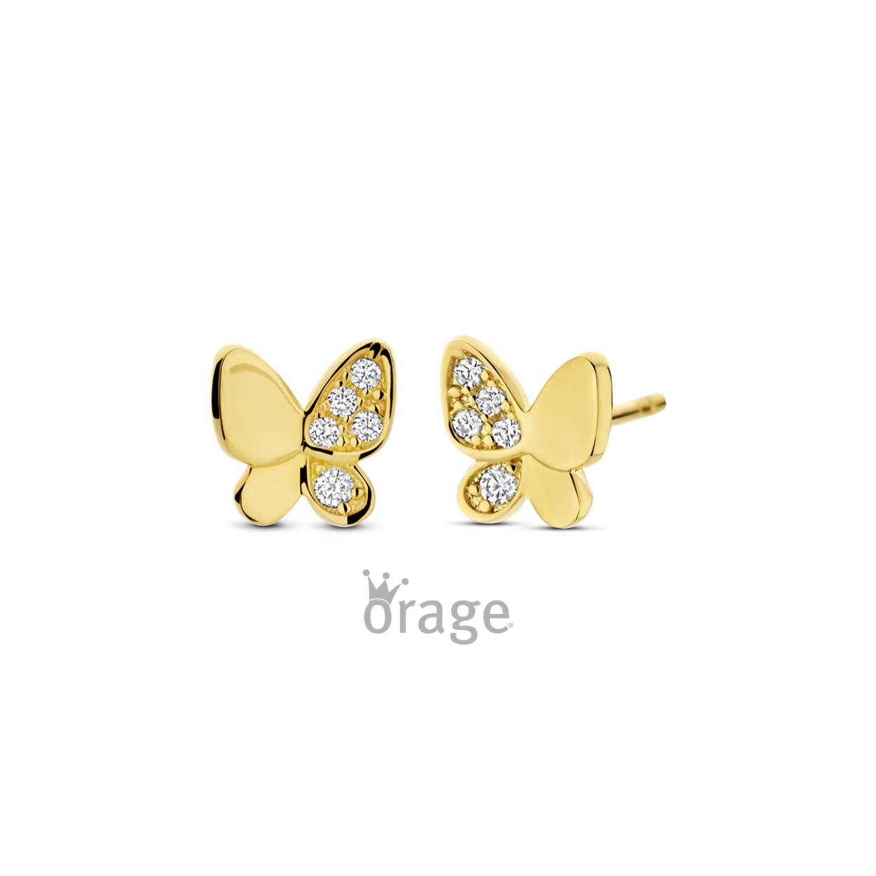 Orage Kids oorstekers vlinder verguld geel doud