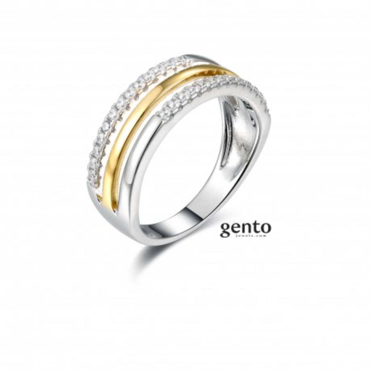 Bicolor ring met zirconium