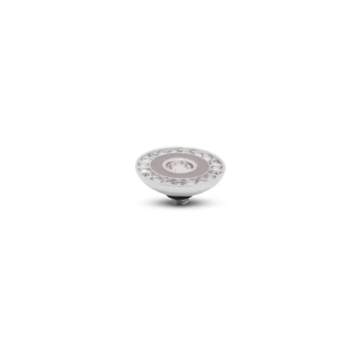 Het Melano Twisted Resin Crystal CZ steentje is vervaardigd uit edelstaal en heeft een sprankelend zirkonia steentje in de kern, met daaromheen een laag resin en is afgewerkt met een rand van kleine zirkonia's. Dit steentje van 10 mm breed is een ware eyecatcher.
