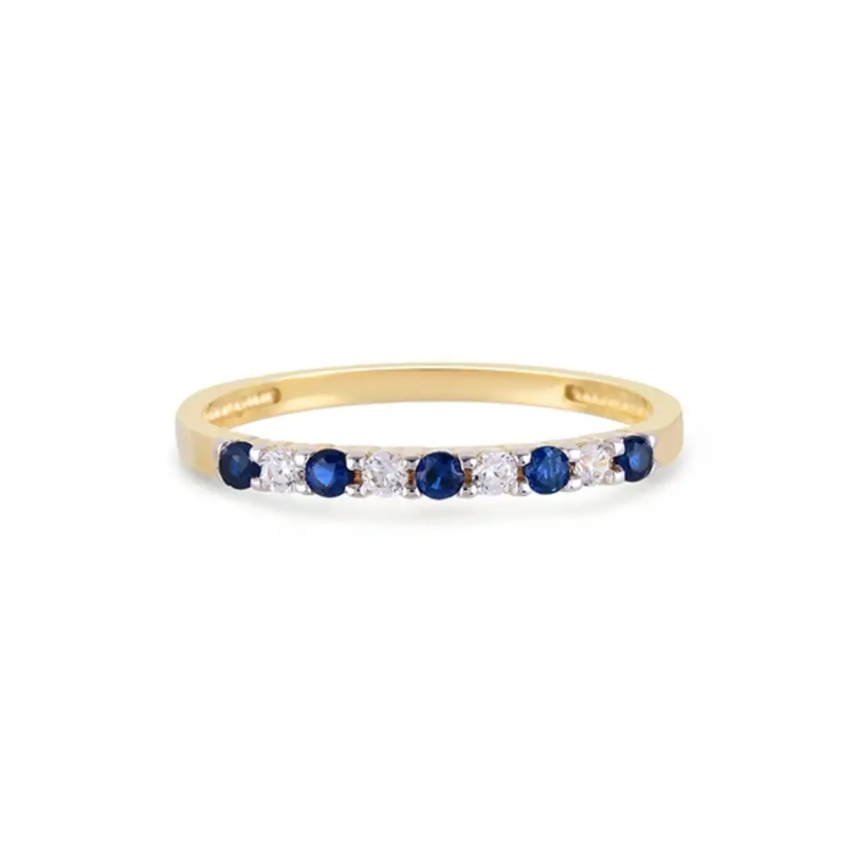 Swing Jewels 14 karaats geelgouden ring met blauwe en witte zirkonia