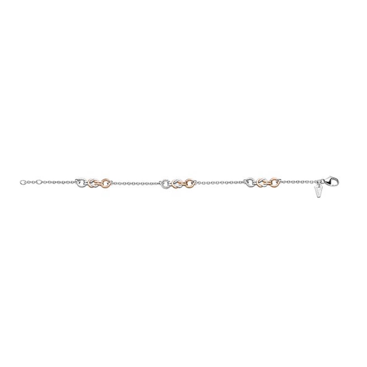 Prachtige zilveren met rose gouden plating armband van het merk Viventy.