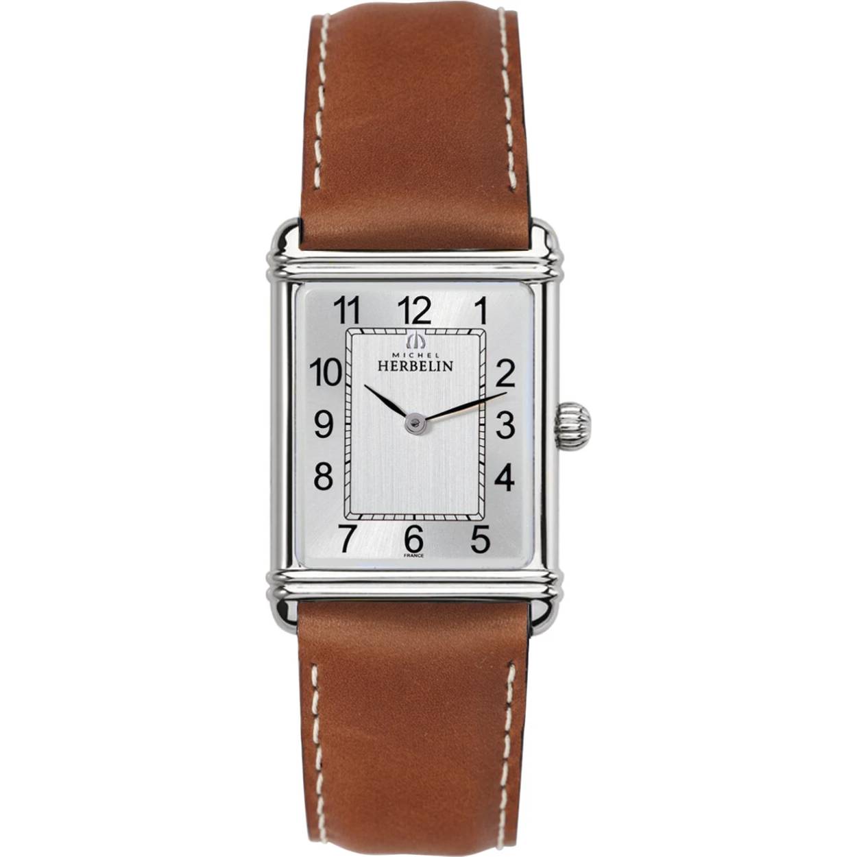 Herenuurwerk van Herbelin uit de 'Art déco' collectie
Zilverkleurige kast in edelstaal
Bruine lederen band
Zilverkleurige wijzerplaat met Romeinse cijfers
Waterdichtheid: 5 ATM