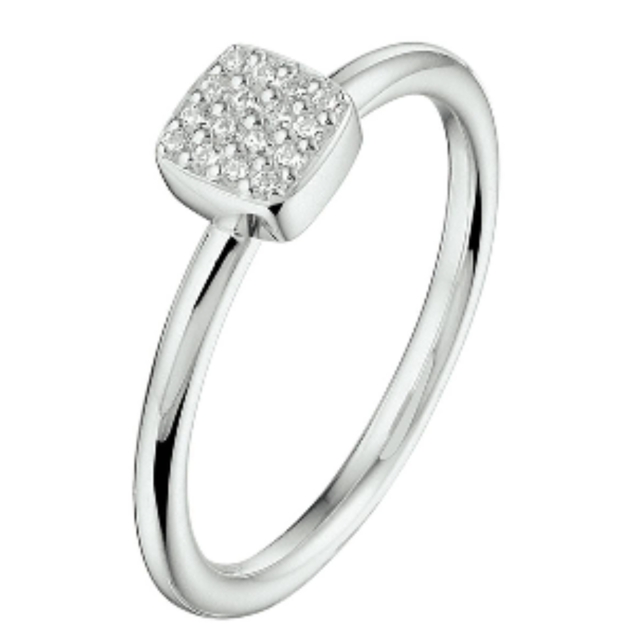 Gerhodineerd 925 zilveren aanschuifring met een schitterend zirkonia vlak. De ring heeft een breedte van 5.5mm.