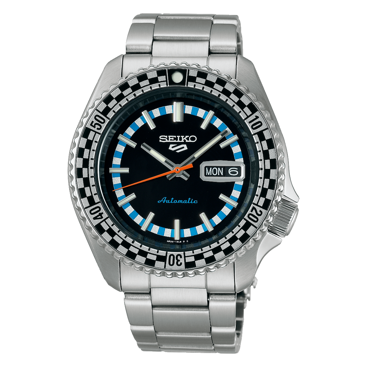 Dit is een herenhorloge van het merk Seiko. Het is een analoog horloge gemaakt van staal. De diameter van de kast is 42.5 mm en de kast is 13.9 mm dik.
De verdere specificaties van het horloge zijn als volgt:
Kastvorm: rond
Kastkleur: zilverkleurig
Kastmateriaal: staal
Bandbreedte: 20 mm
Bandlengte: 267.5 mm
Sluiting: vouwsluiting met veiligheidsklepje en drukker
Wijzerplaatkleur: zwart
Glassoort: hardlex mineraal glas
Waterdichtheid: 10 ATM
Techniek: automaat