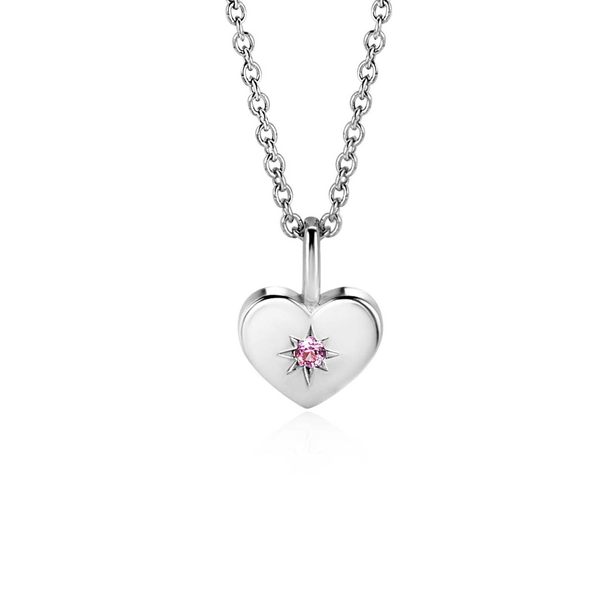 BIRTHSTONE zilveren hart hanger 12mm OKTOBER, staat symbool voor iemand die in de maand oktober is geboren. In oktober is de geboortesteen 'roze rozenkwarts zirconia'. Iedere geboortesteen heeft haar eigen betekenis. De hanger is vervaardigd van eerste gehalte zilver (925) en voorzien van een extra rodium laag voor een langdurige glans.