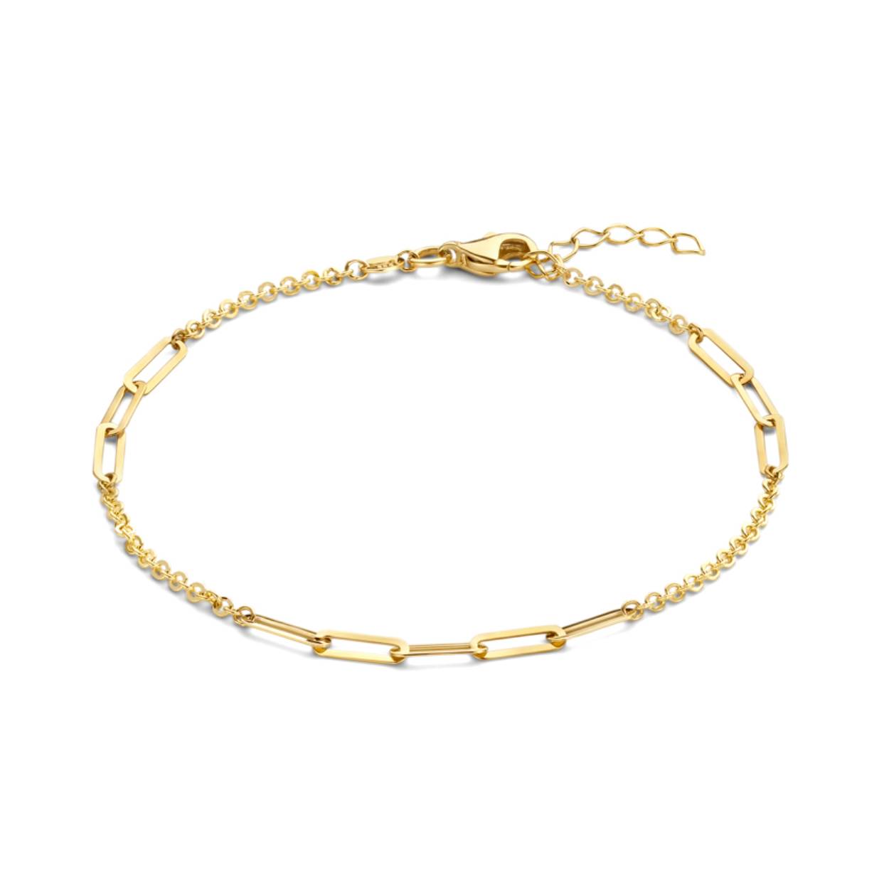 14 krt geelgouden armband met paperclip-schakels