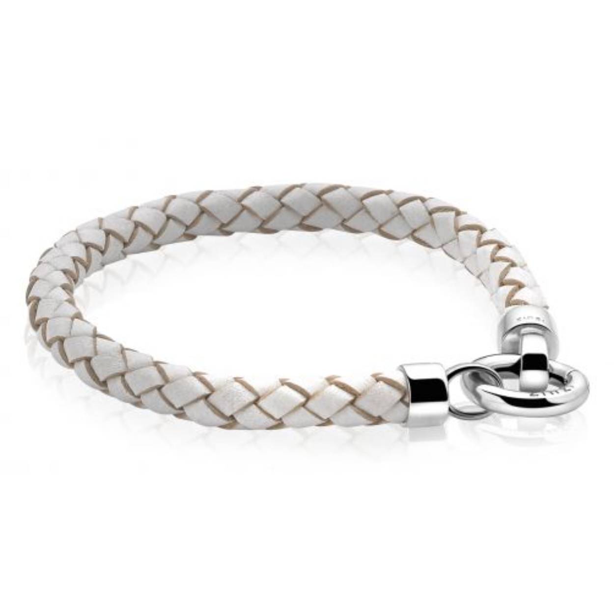Zinzi leren armband wit met sluiting 19cm