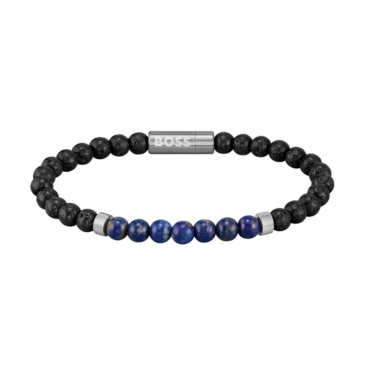 Dit is een herenarmband van het merk BOSS uit de serie MIXED BEADS