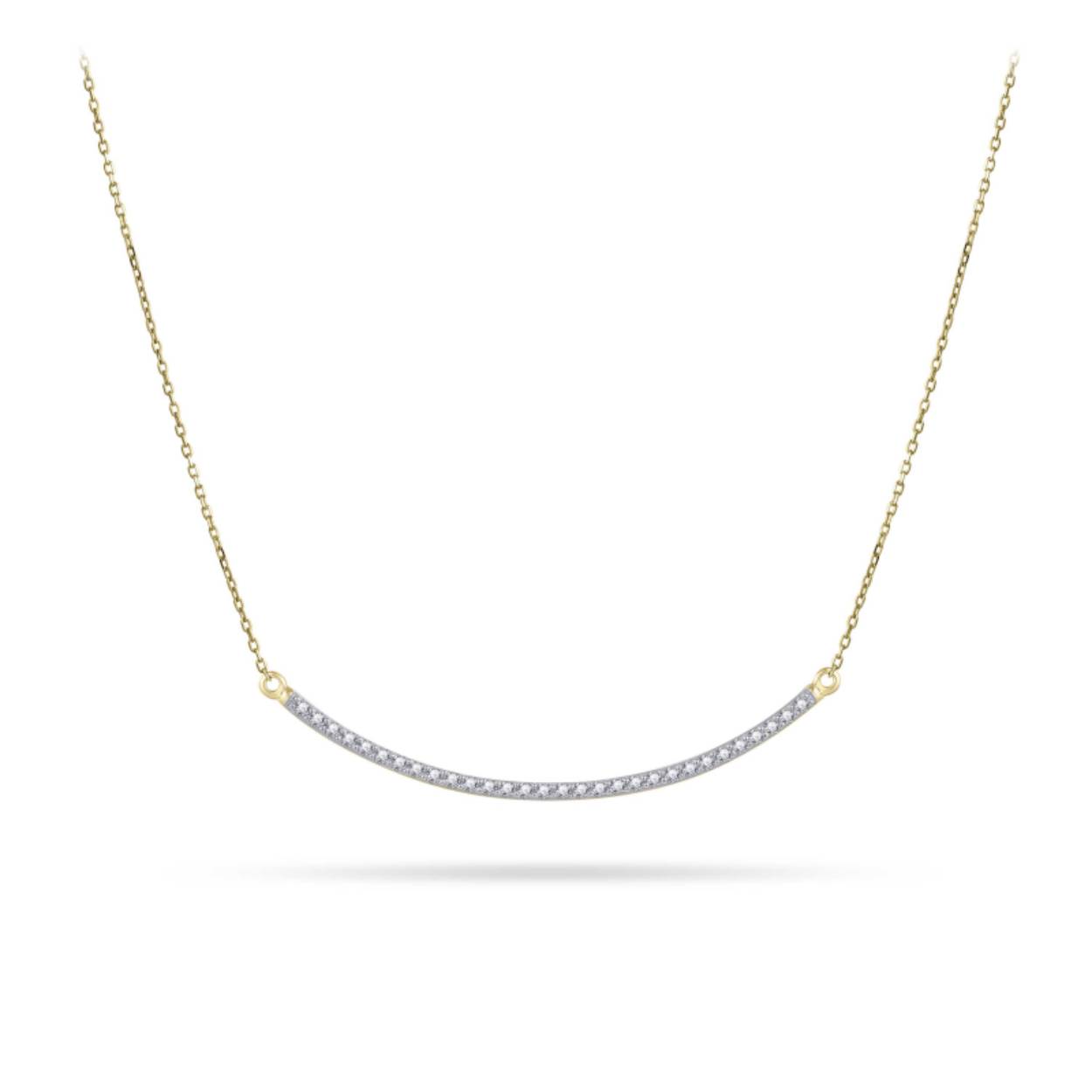14 karaat goud | boogje | zirconia's | 40 mm | ketting 38 + 4 cm
