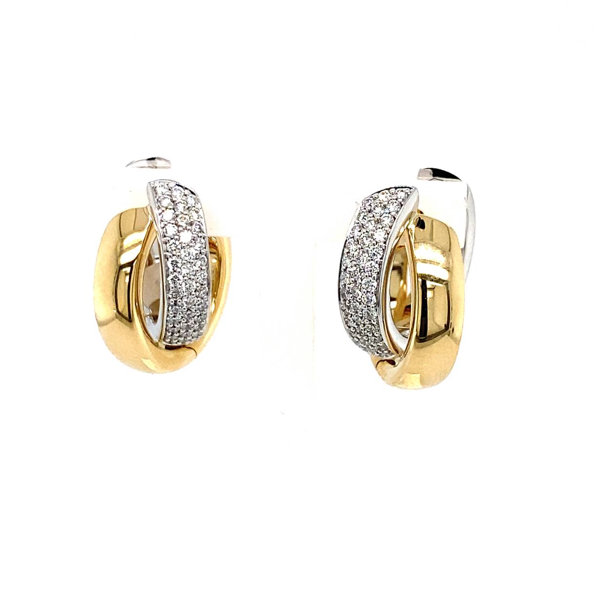 14 krt bicolor gouden creolen met diamant 0.60ct W/si