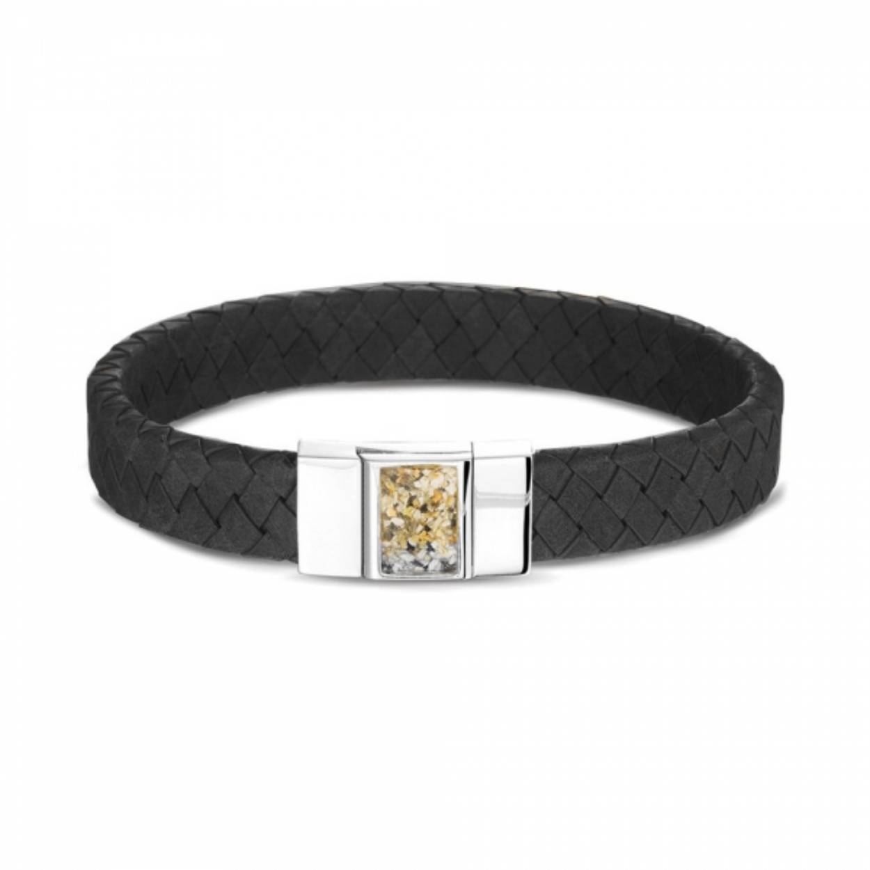 See you zilveren Armband leer zilver voor as SEE-BG008BLACK