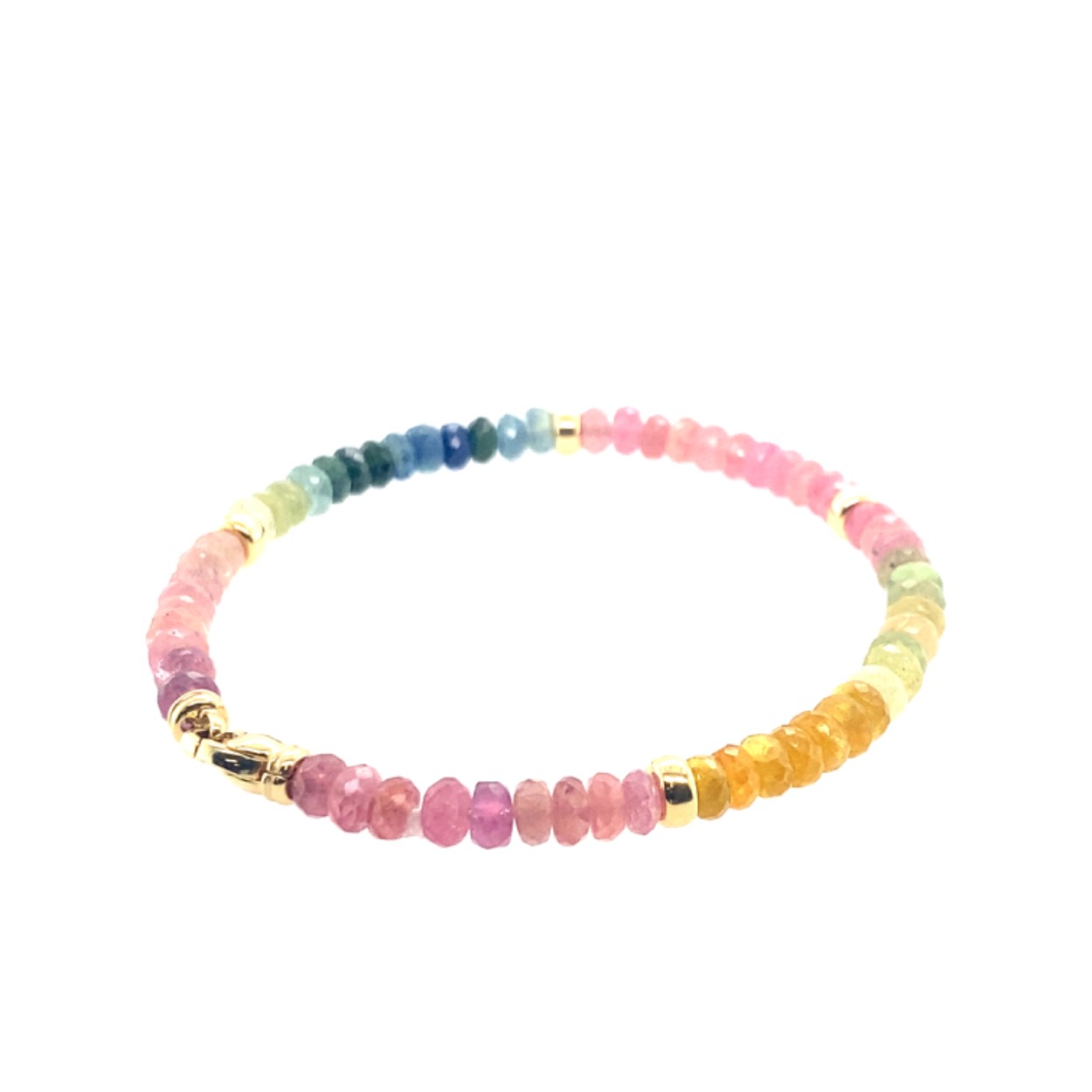 multicolor saffier armband met gouden slot en tussenstukjes