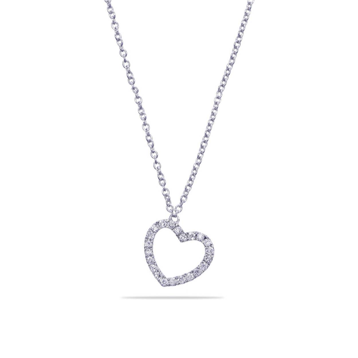 Naiomy Gold collier wit goud met hartje gezet met briljant 11p