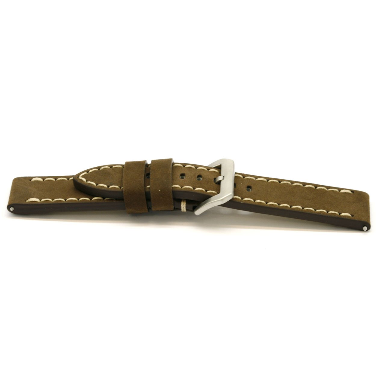 Italiaans lederen nubuck horlogeband, hypo allergies.
Kleur band: Bruin
Band dikte: 4.2mm
Band lengte: 80/125mm
Band breedte: 24x24mm
Gesp: All Stainless Steel
Bekleding binnenband: Nubuck
Gestikt: Ja, beige
Pushpin: Inclusief