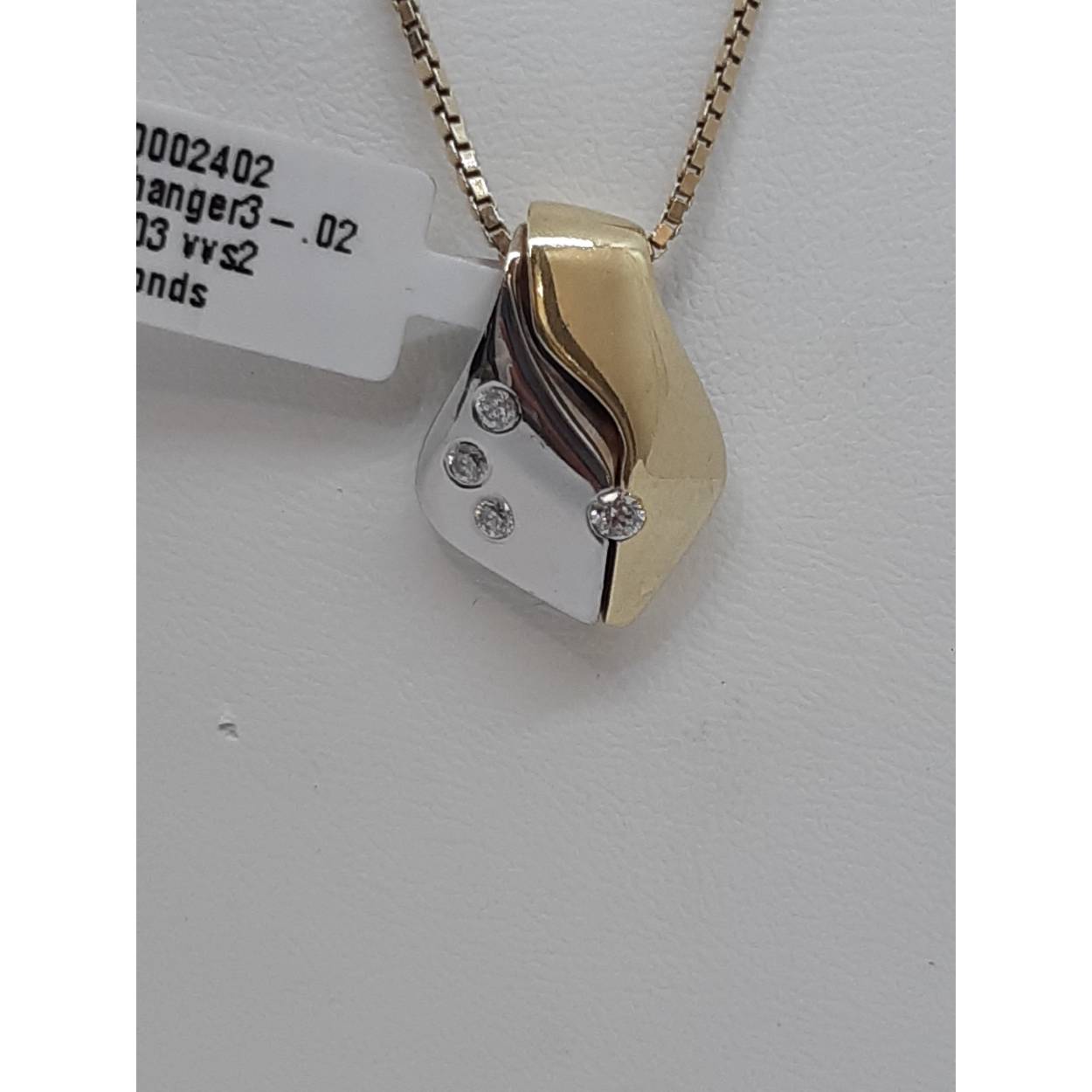 gouden hanger3-.02 vvs21-.03 vvs2 diamond