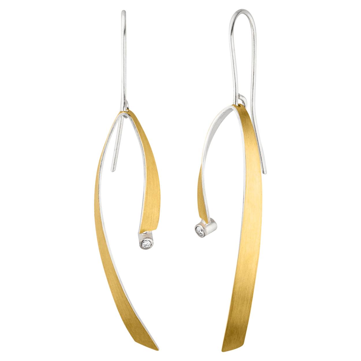 Manu schmuck oorhangers zilver/goud 0.06ct