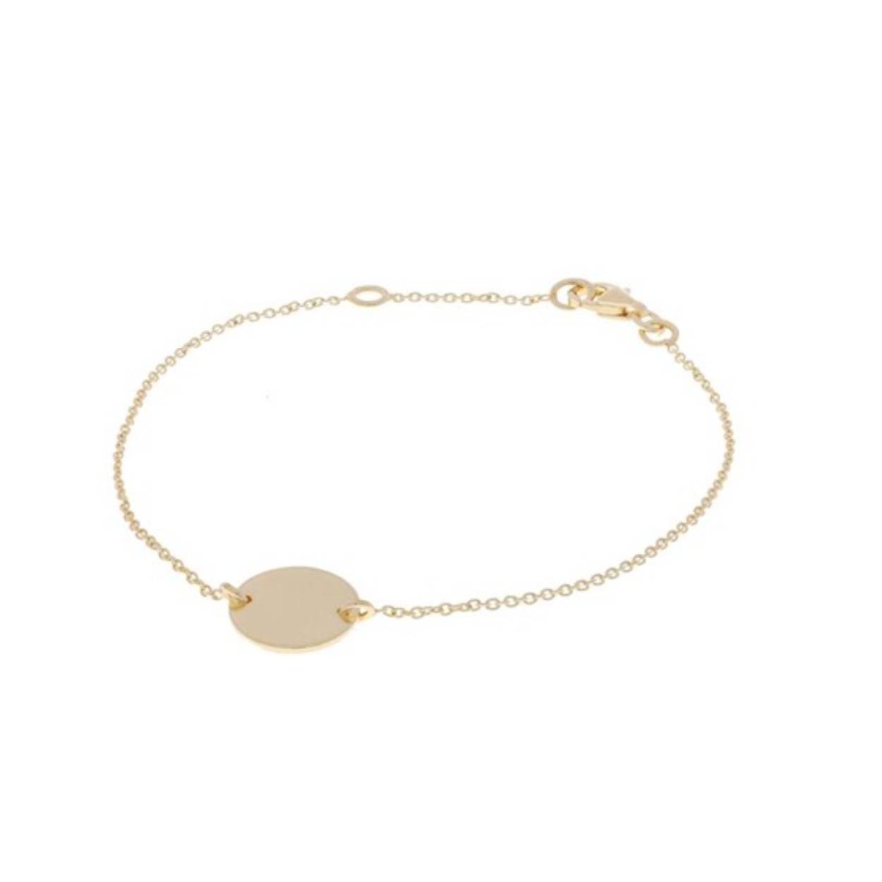 Dit prachtige juweel is een armband met een rond zilver plaatje met gouden accenten. De armband is ideaal om elke outfit een vleugje elegantie te geven. Draag hem alleen voor een subtiele touch of stapel hem met andere armbanden voor een meer gedurfde look. De armband is verstelbaar en past dus perfect om elke pols. Een absolute must-have voor elke sieradencollectie!