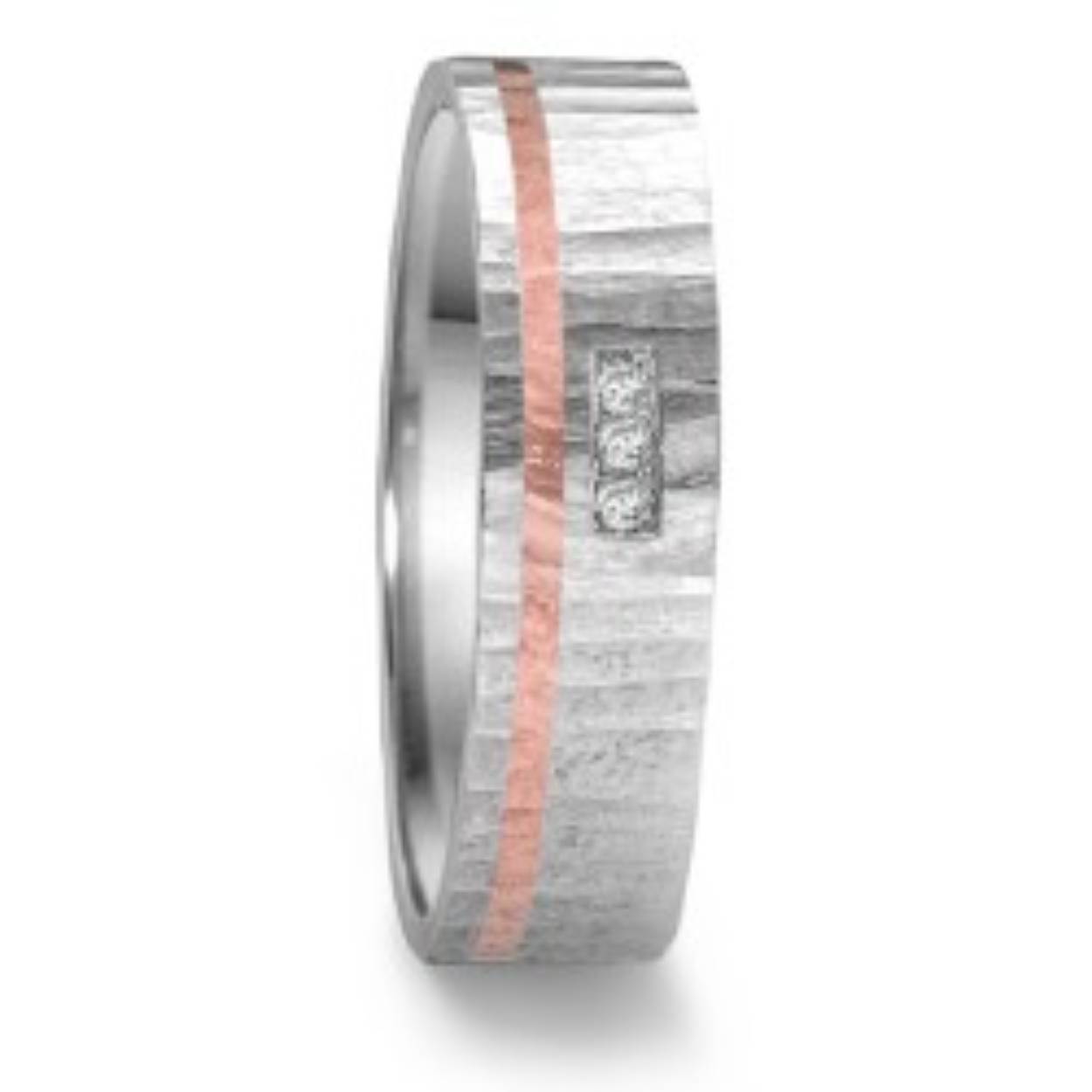 TeNo stalen ring 18kt rosé + 0.036ct brilj mt54