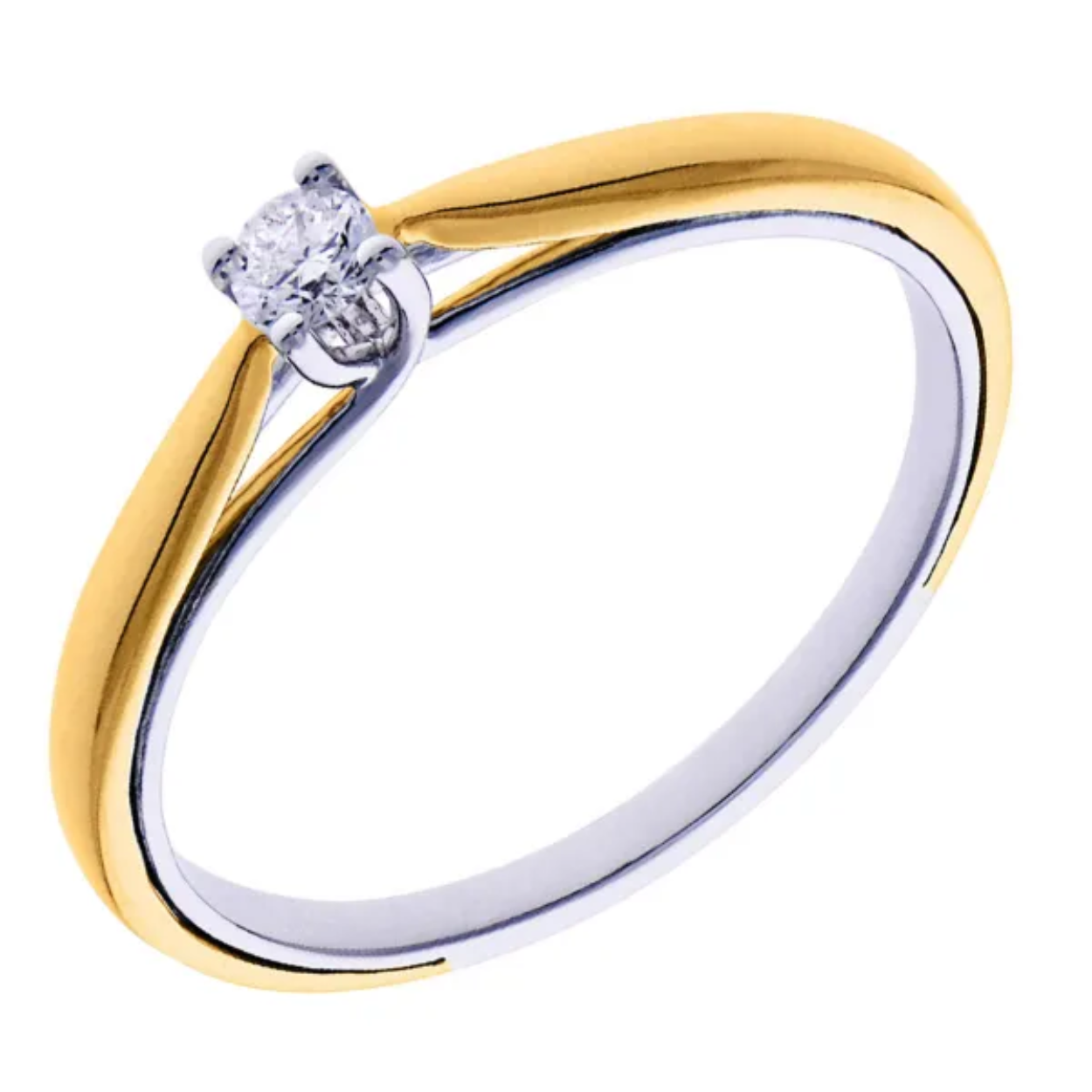 Bicolor solitair ring mt 18,25