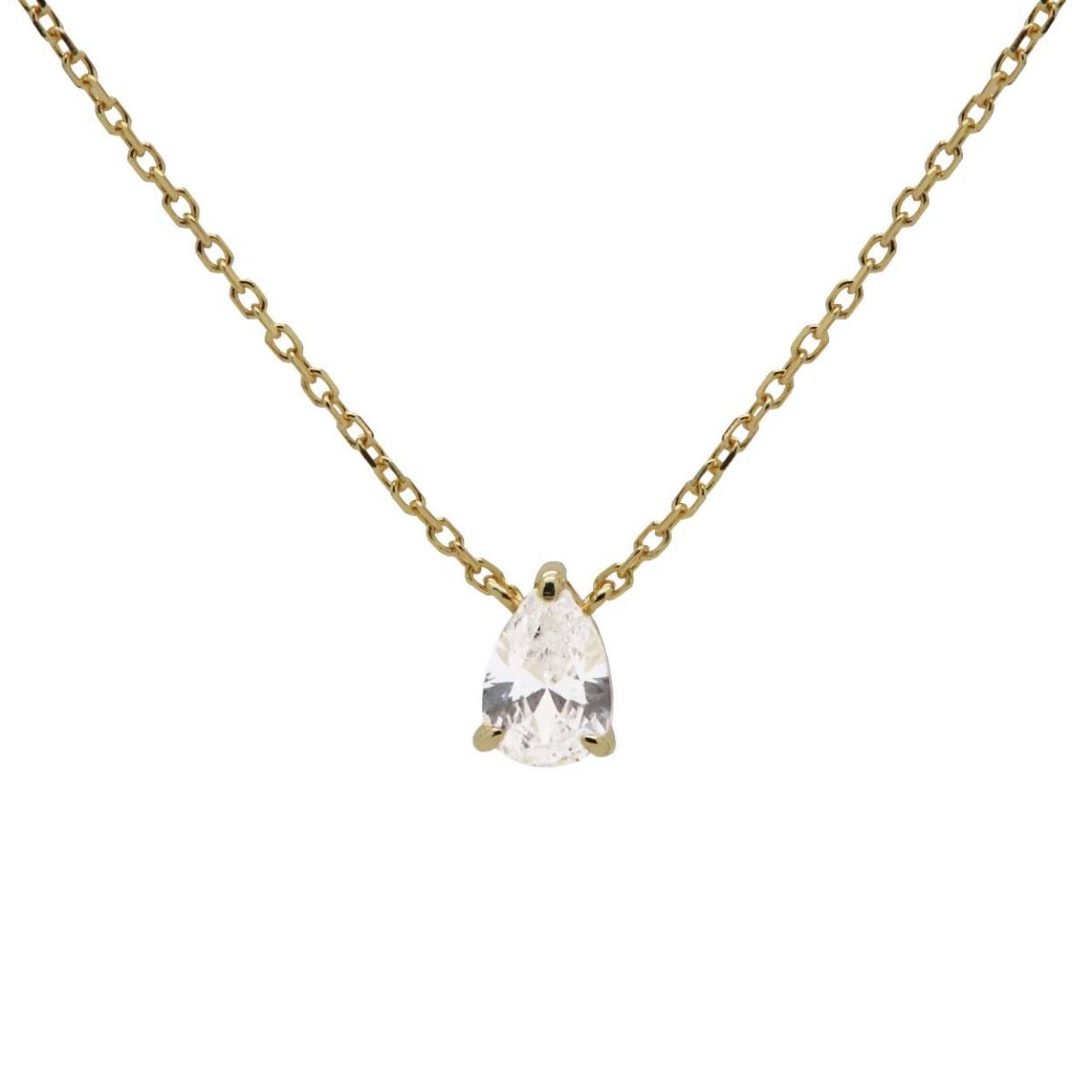 T304GP Karma collier | Zilver verguld | Witte zirkonia