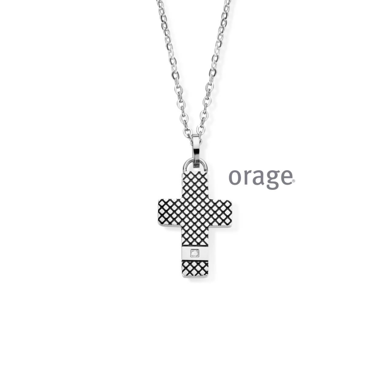 Orage collier staal voor heren met kruis
