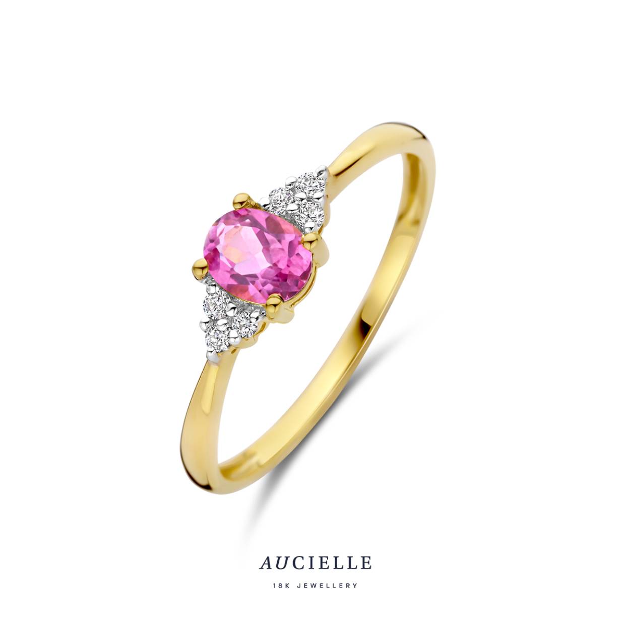 AuCielle Ring goud 18k Roze Topaas