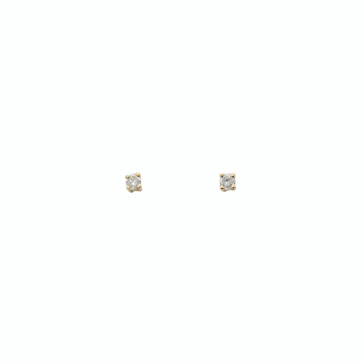 Chatonoorbellen in 18kt geel goud 0.7gr 0,14ct