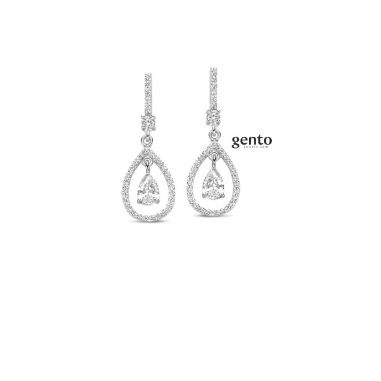 Oorbellen zilver gento jewels met zirconium