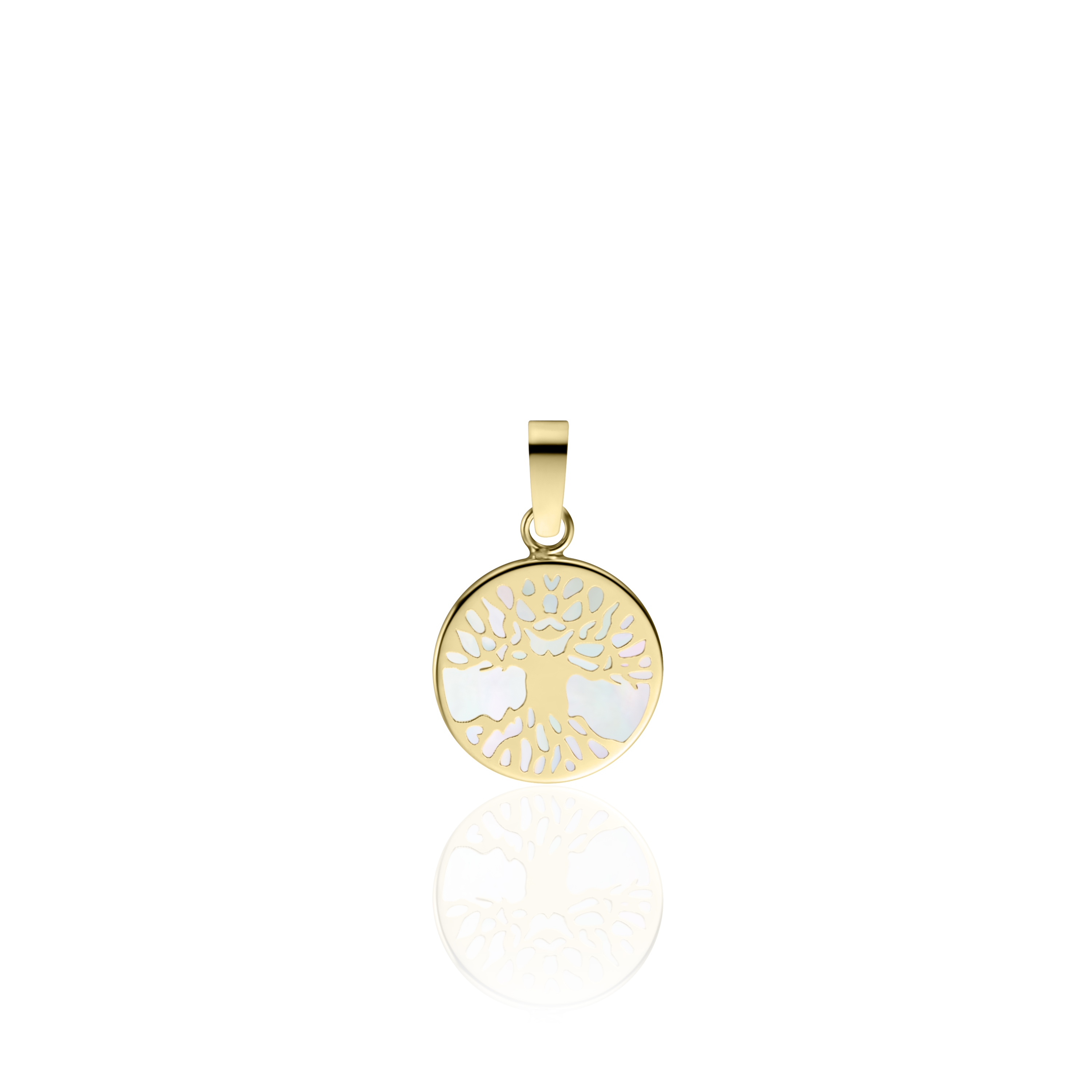 Deze trendy Gisser Jewels VGP003 14 karaat gouden hanger met boom siert binnenkort jouw collier. De muntvormige hanger is gemaakt van 14 karaat goud en verbeeldt een levensboom van parelmoer. De hanger heeft een diameter van 10 millimeter en totale hoogte van 15 millimeter. Sprankel en straal met Gisser Jewels! 