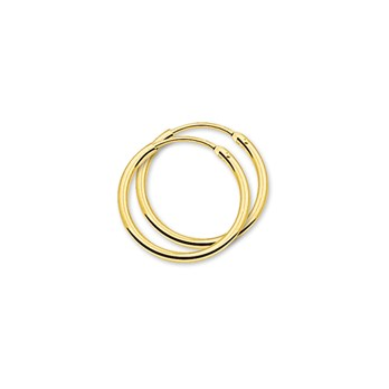 Geelgouden creolen met een ronde buis.  20mm