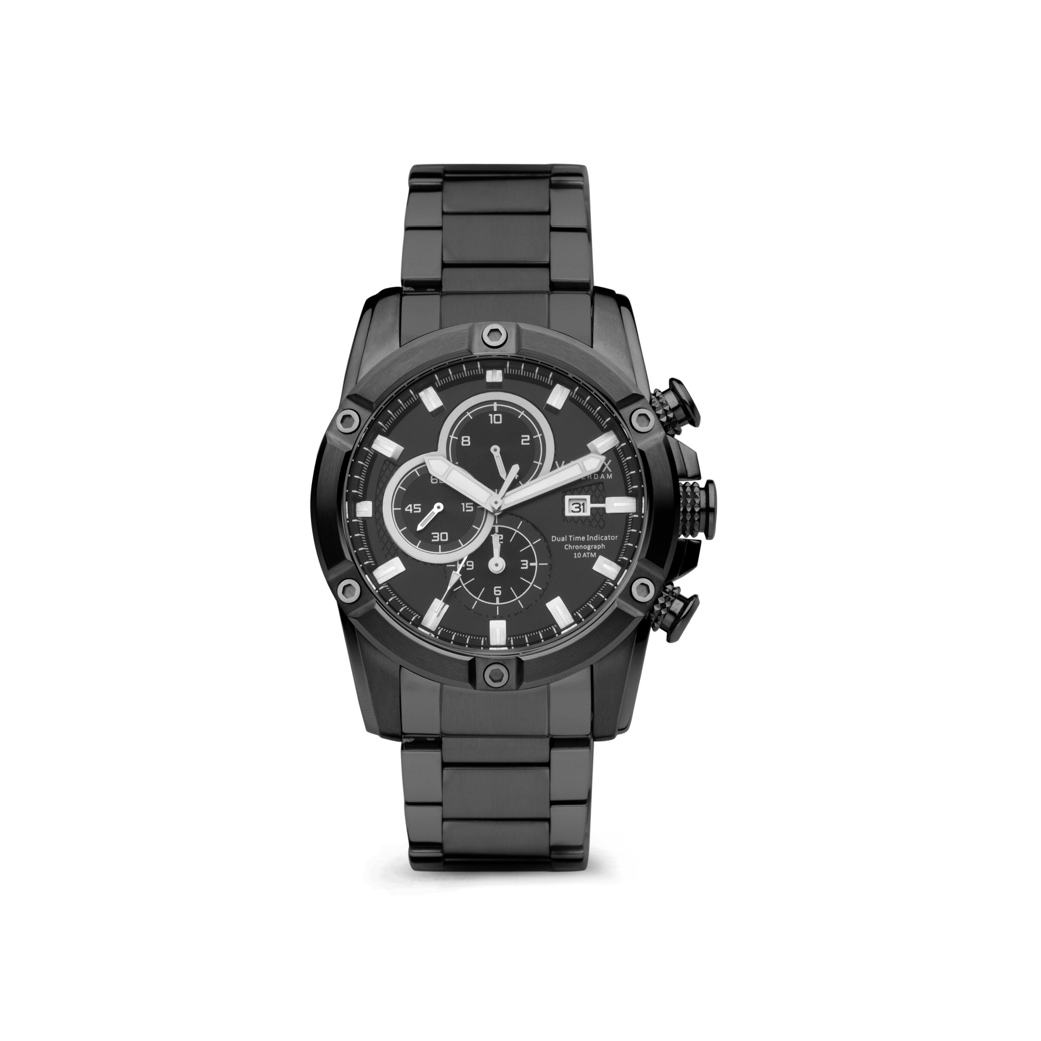 De Young Rebel Big Boy, het horloge dat jou rebelse kant ondersteunt. Zijn schitterende, stoere kast van 46 mm haalt het speelse in je naar boven. De intens zwarte, roestvrijstalen kast, is massief en past perfect om de pols van een Young Rebel!

Zijn stijlvolle zwarte wijzerplaat bevat verschillende chronograaf functies, waaronder een stopwatch en een datum aanduiding. De massieve multifunctionele kast past perfect om de pols door zijn losse schakelband die eenvoudig op maat te maken is.

De Young Rebel is gemaakt om samen met zijn eigenaar rebelse paden te bewandelen. Zo is het horloge 10 ATM waardoor je er eenvoudig mee het water in kan. Besluit jij in een rebelse nacht het water in te springen, ook dan zal je Young Rebel je door zijn lichtgevende wijzers ten alle tijden op de hoogte houden van de tijd.

Zo zorgt VNDX ervoor dat Young Rebels nooit te laat zijn nieuwe herinneringen te creëren.