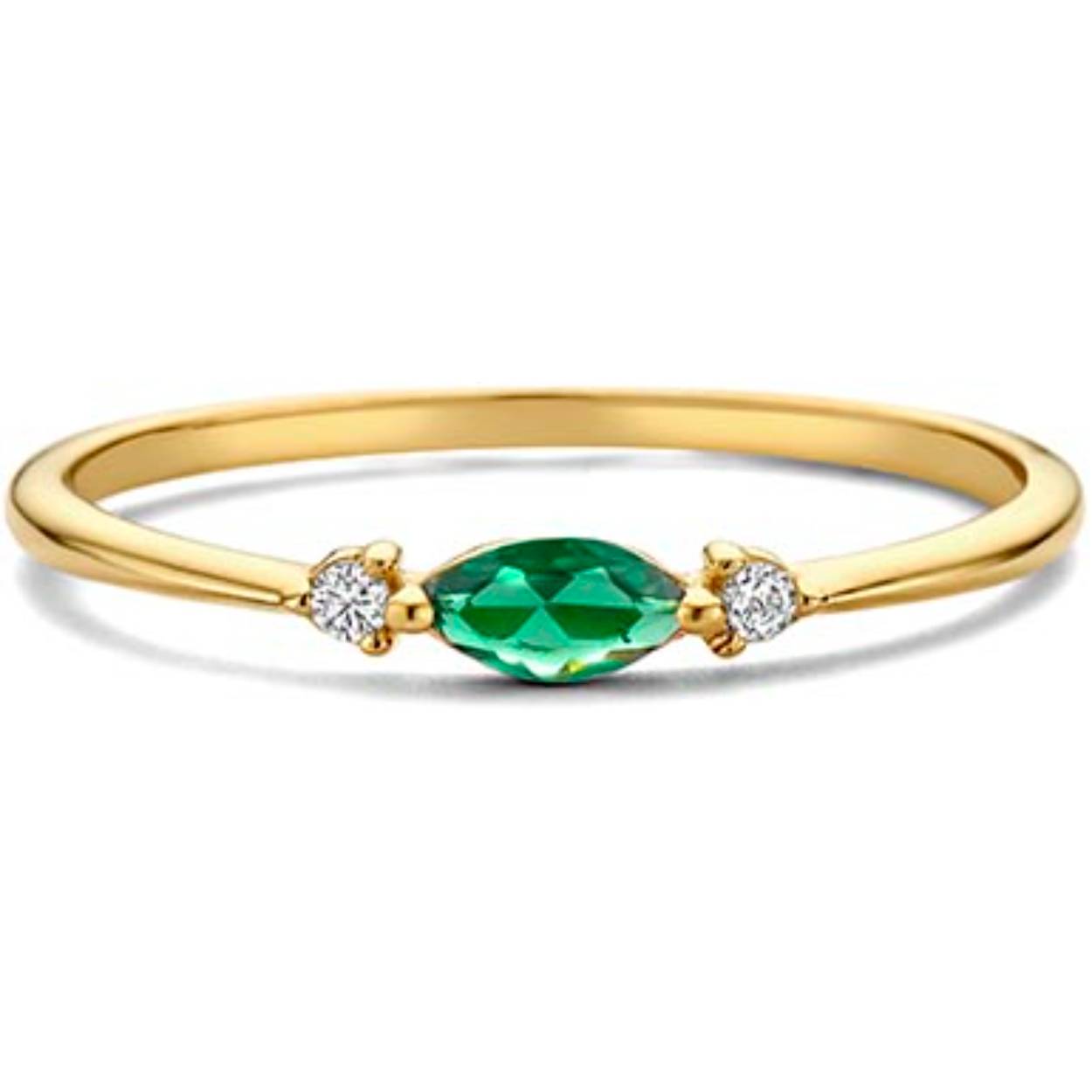 Swing Jewels gouden ring met groene en witte zirkonia's.