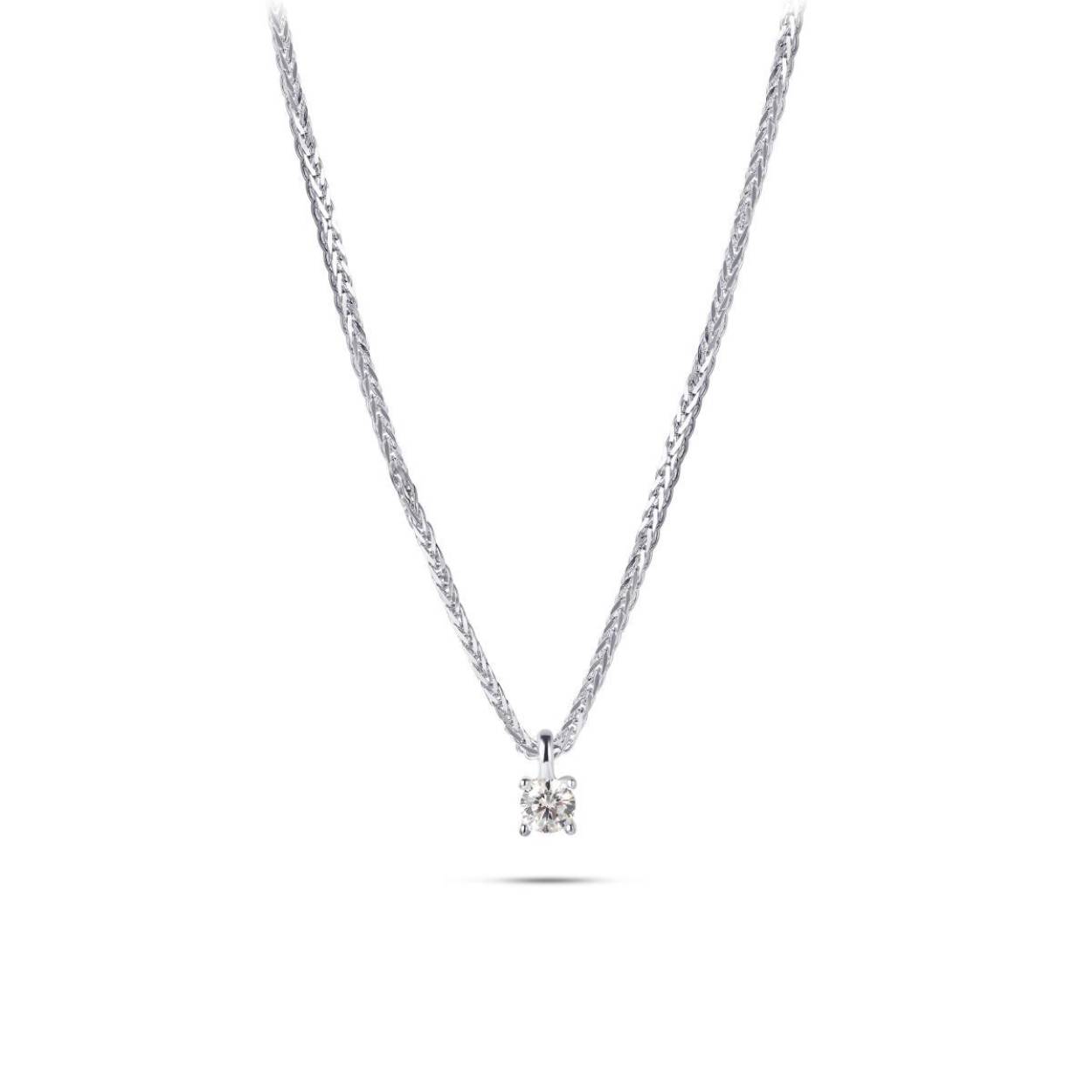 witgouden collier met 0.06ct diamant hanger.