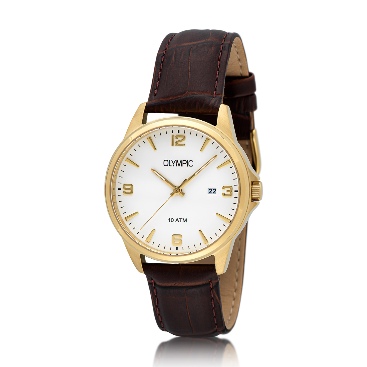 Olympic OL26HDL015 GLENN Horloge - Double - Leer - Wit - 40mm
Dit unieke Olympic horloge met artikelnummer: OL26HDL015 is een klassiek horloge. De ronde stalen kast heeft een gladde bezel en een witte wijzerplaat met een datum aanduiding. Aan de kast zit een bruine lerenband met een gespsluiting. Het horloge heeft een mineraalglas een doorsnee van 40mm en is 10ATM. 

Waterdichtheid 10ATM
Dit horloge is bestand tegen water bij het zwemmen en douchen. Dit horloge is niet bestand tegen (grote) waterdruk dus je kunt er niet mee duiken.
Waterdichtheid  5ATM
Dit horloge is regen en spatwaterdicht. Niet geschikt om mee te zwemmen en douchen.
Waterdichtheid 3ATM
Dit horloge is spatwaterdicht. Niet geschikt om mee te zwemmen en douchen.

Het merk:
Een mooi horloge hoeft niet duur te zijn! Het Nederlandse horlogemerk Olympic levert stoere chronografen, slimline series, digitale uurwerken en elegante dameshorloges. De prijs-kwaliteitverhouding staat bij Olympic hoog in het vaandel met prijzen die uiteenlopen van € 34,95 tot en met € 159,00.

100% Nederlands ontwerp, waterdicht en standaard 3 jaar fabrieksgarantie.

Specificaties:
- Ronde kast 40mm
- Stalen horlogekast
- Witte wijzerplaat
- Bruine lerenband
- 10ATM 
- Standaard 3 jaar fabrieksgarantie
- Mineraalglas