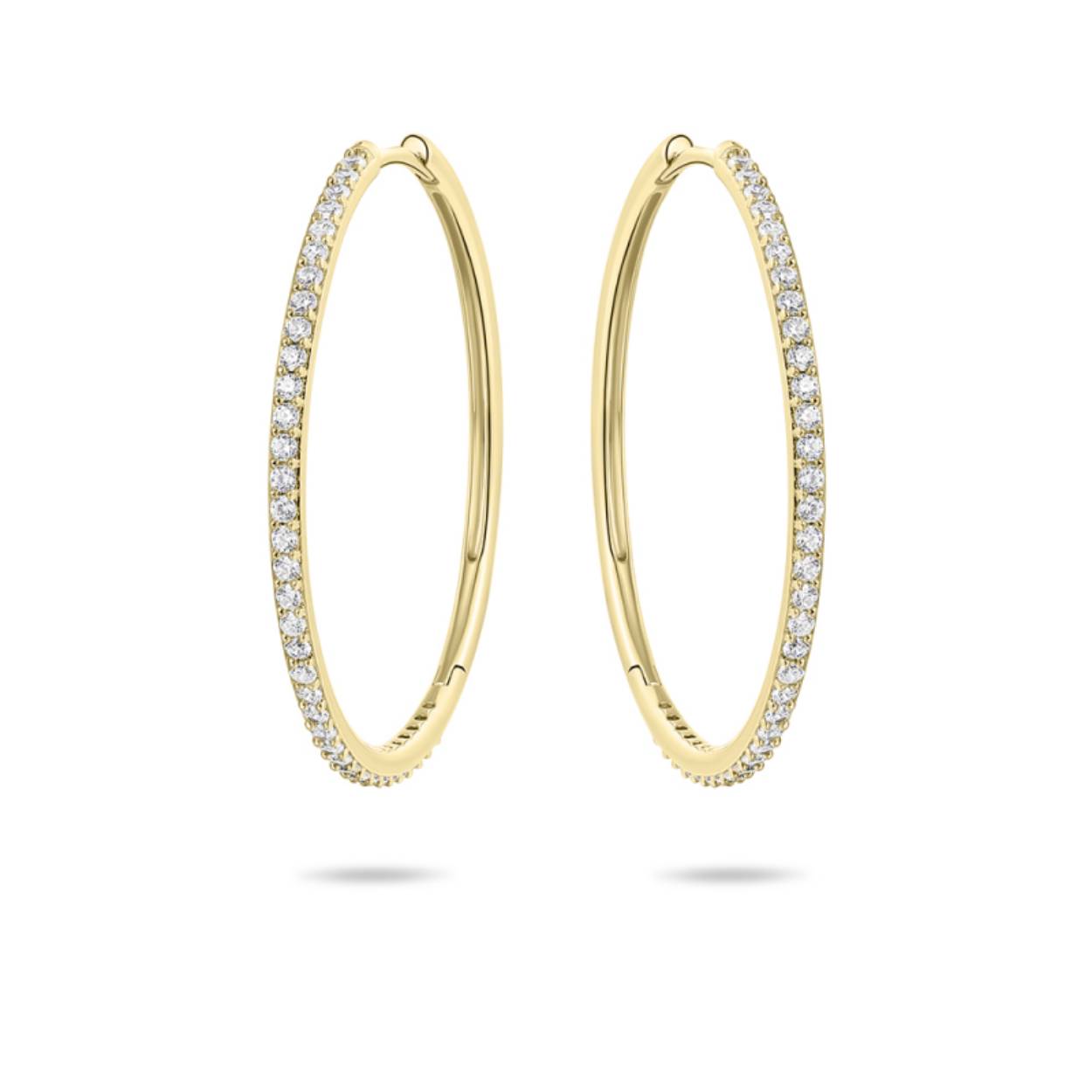 Gisser Jewels Minimal Deluxe Hoops | 1 x 30 mm | 14k Gold | Zirconia Stones