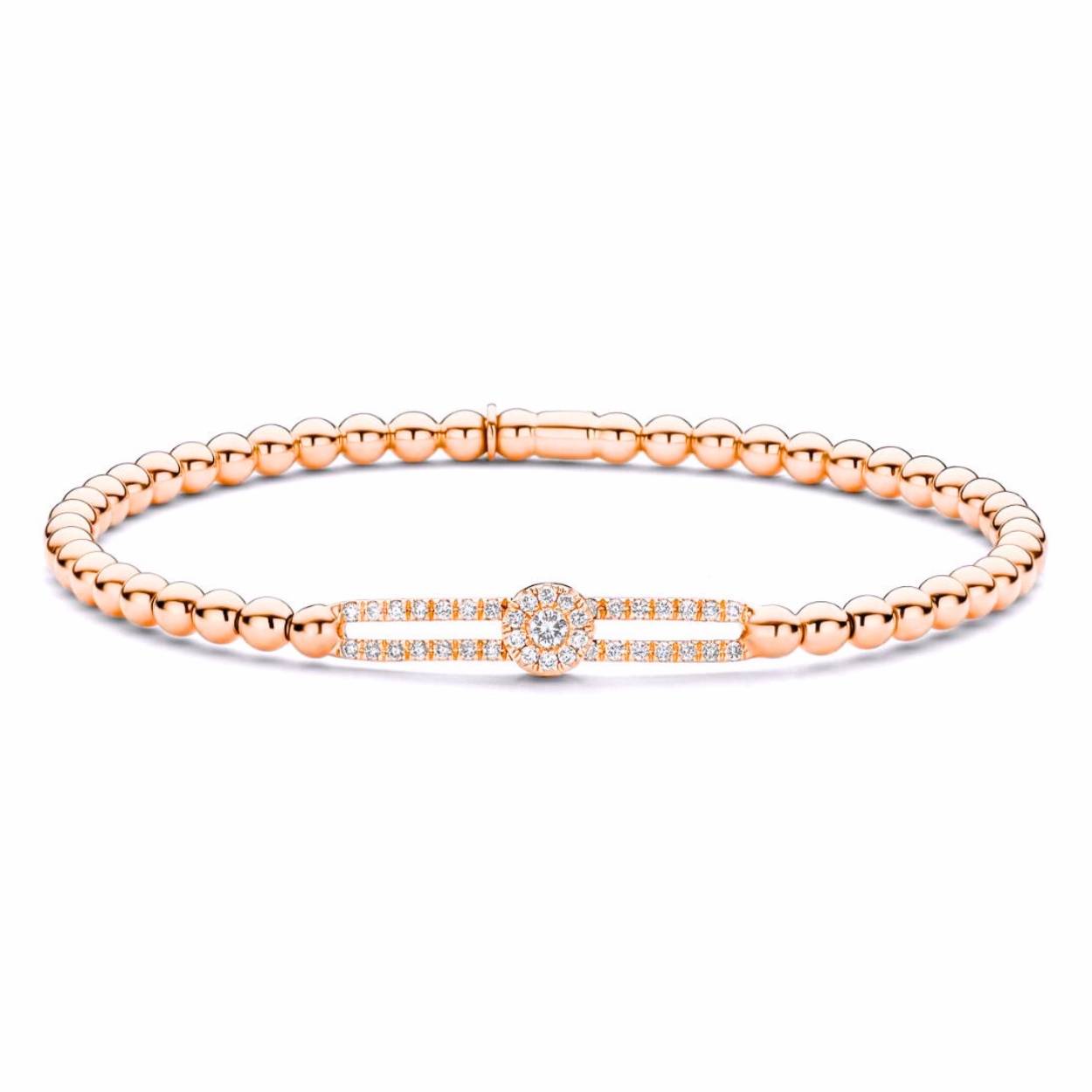 Hulchi Belluni rosé gouden STRETCH armband met 45 diamanten
