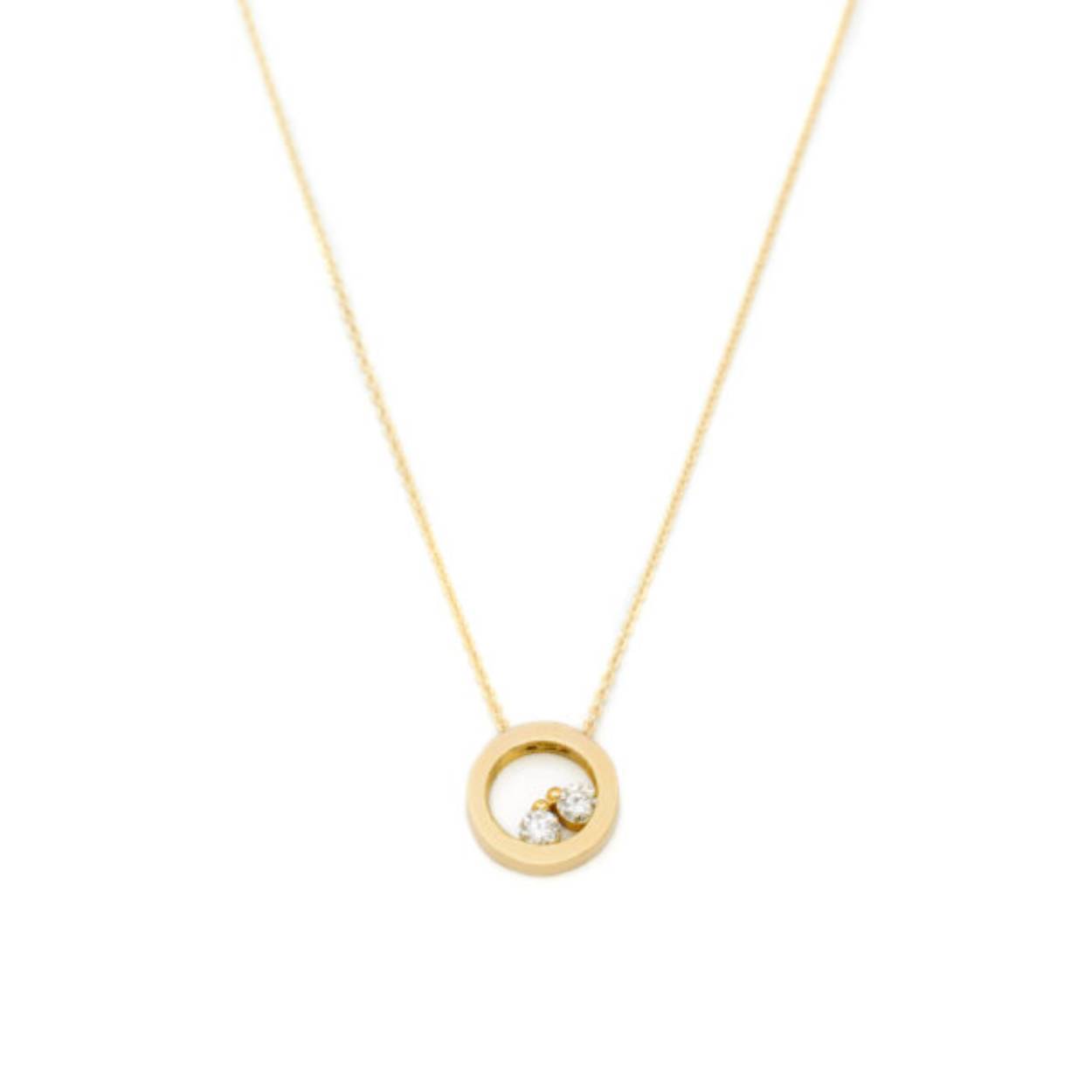 Minioro 24 gouden collier 0.8mm circle 8mm 2x0.04ct h-si 
41-43-45cm