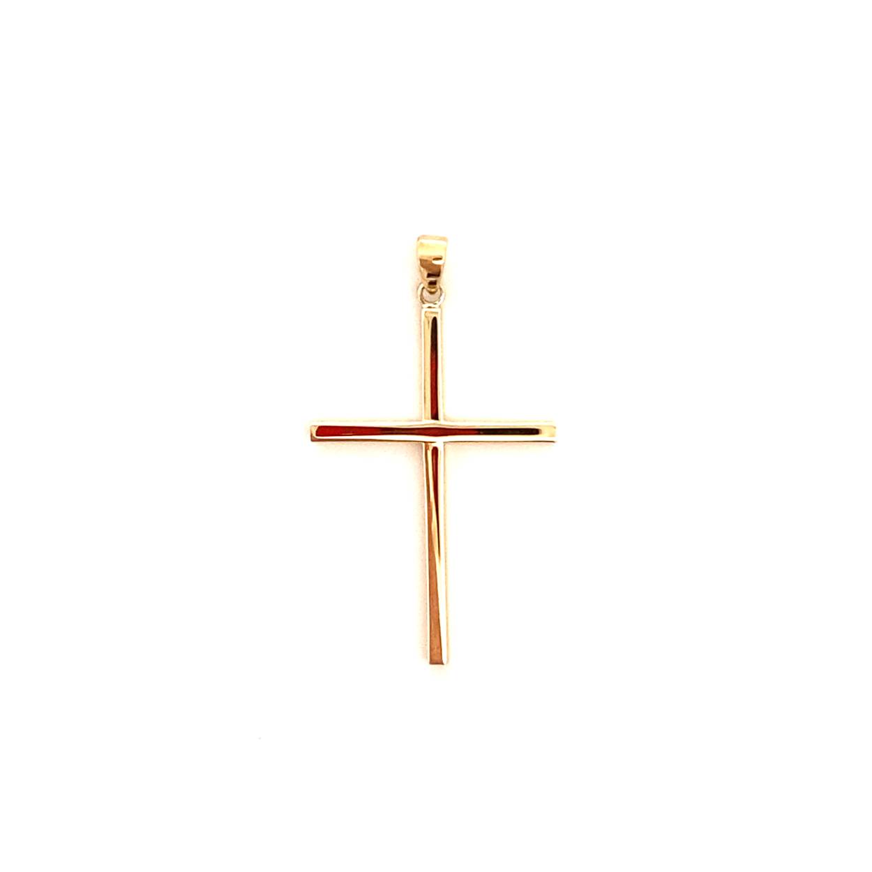 Prachtig 14 karaat geelgouden kruis met een afmeting van 40 bij 22mm.