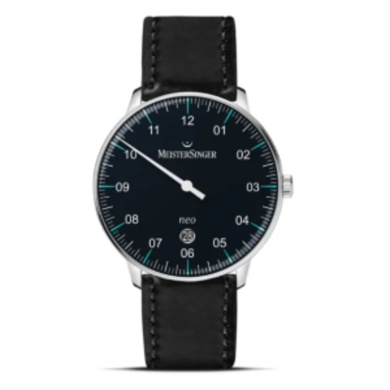 Staal horloge met zwart lederen band