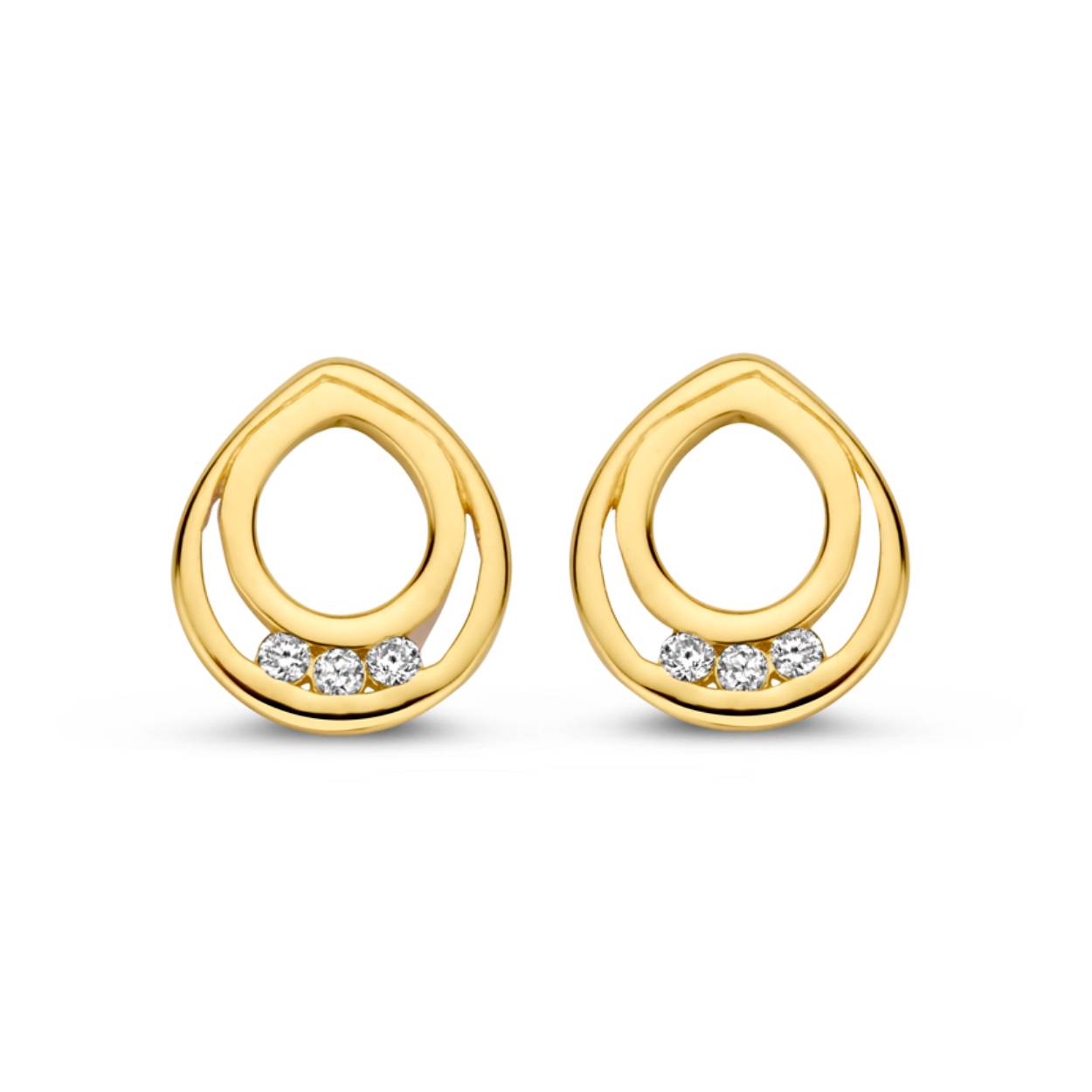 Bernstein 195.966.40 Oorstekers Druppelvorm met Briljant 0.03 ct 