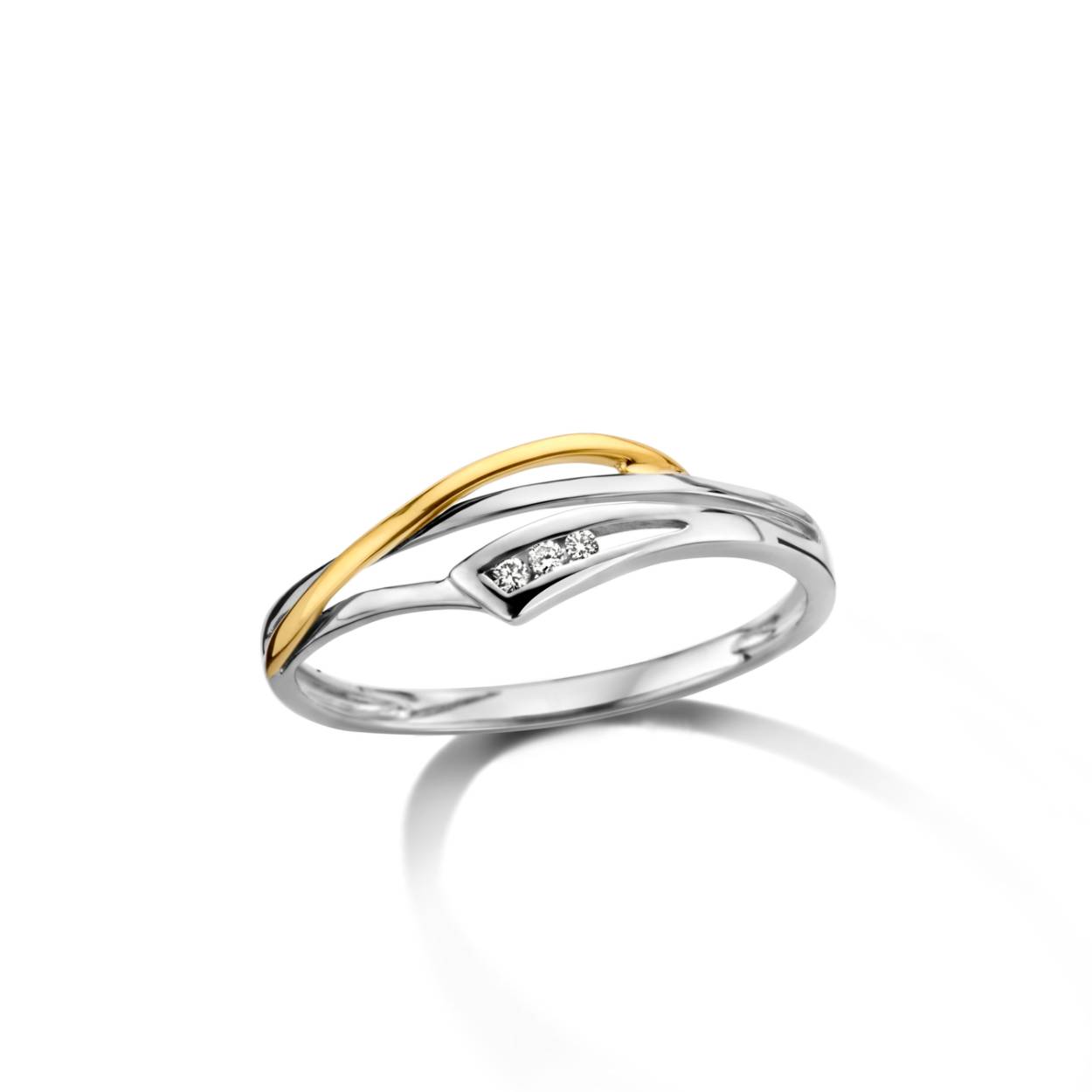 Bicolor ring 18kt 0.02ct brilj