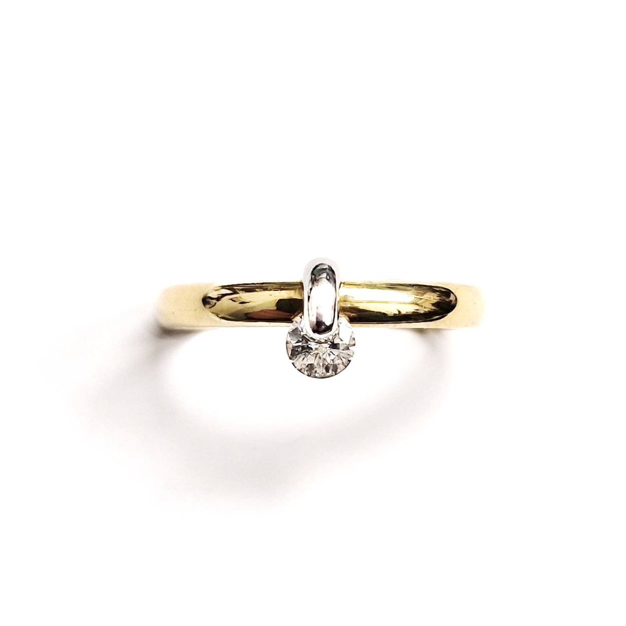 Ring met klemzetting 0,30 ct briljant 18 kt. goud