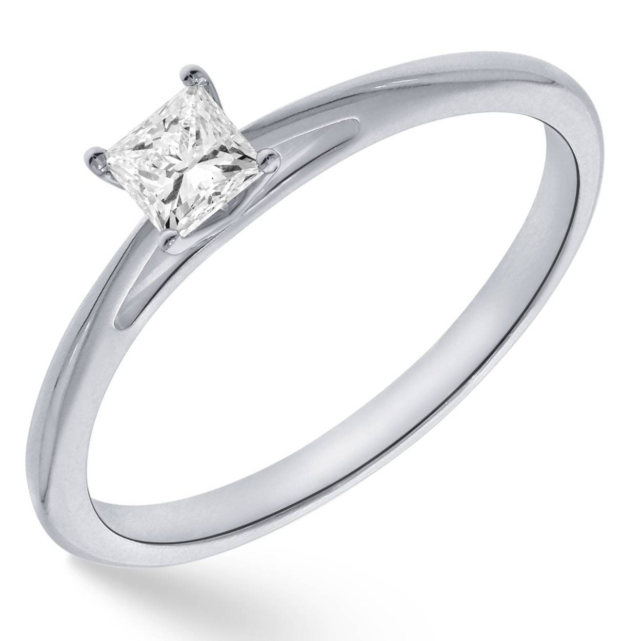 14k witgouden diamanten ring met 0.21 caraat Princess cut. 0.21 H/si 