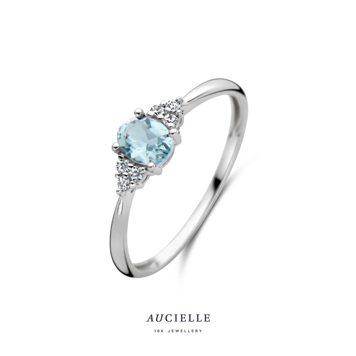 Aucielle ring wit goud 18k, met blauwe topaas