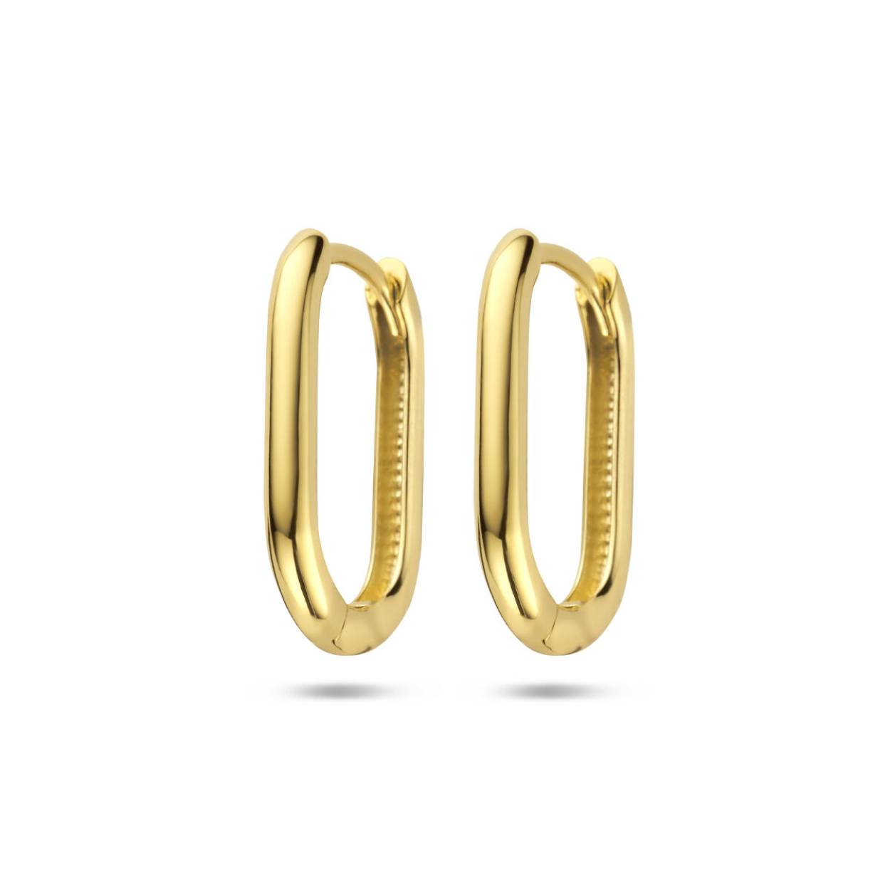 14k Geelgouden klapoorringen. De klapoorringen hebben een afmeting van 18.5x2.5mm.