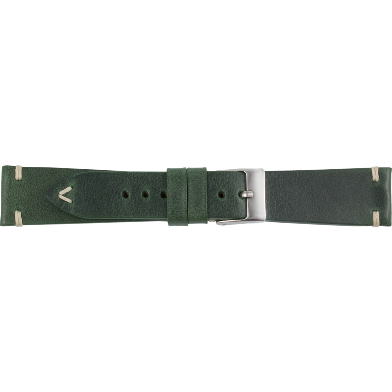 
Horlogeband leder 557 Donker groen creme stiksel 18mm