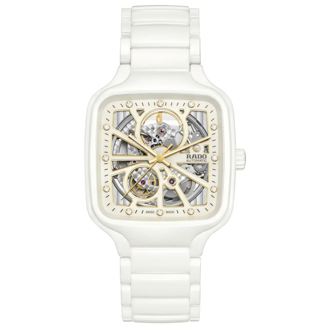 De True Square is een nieuwe kijk op een iconische Rado-vorm. Het eerste horloge gemaakt met een vierkant geïnjecteerde monobloc high-tech keramische kast, de True Square is licht, krasbestendig en comfortabel om te dragen. Onderscheidend en designgericht is de Rado True Square Automatic Open Heart de vorm van wat komen gaat.