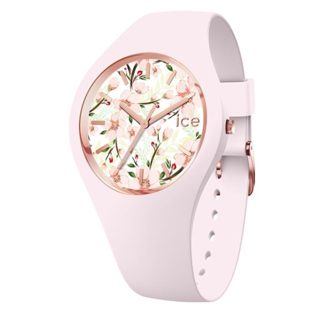 Ice-Watch ICE flower IW020513 34mm
Dit unieke horloge van Ice-Watch uit de ICE flower serie Heaven sage met nummer IW020513 heeft een gladde zachtroze doorlopende siliconen band met ros�kleurige gesp die het uurwerk omringt. Op de witte wijzerplaat is een afbeelding van roze gekleurde bloemen te zien en de uursaanduiding is dmv ros�kleurige strepen en wijzers. Het horloge heeft een doorsnee van 34mm een mineraalglas en is 10 ATM.

Het Merk:
Ice-Watch is een Belgisch merk van polshorloges. Al sinds 2007 ontwerpt en produceert Ice-Watch de meest opvallende collecties in kleurrijke en stoere modellen voor jong en oud. Het motto van het merk is "Change. You can." De horloges van Ice-Watch zijn vrolijk opvallend en met een knipoog. De kleuren en bijzondere wijzerplaten spatten haast van de horloges af waardoor deze altijd een bijzondere indruk achterlaten.

Specificaties:
- Ronde kastvorm
- Quartz uurwerk
- 10 ATM (Regen- & spatwaterdicht)
- Kleur horlogeband: Zachtroze
- Siliconenband
- Mineraalglas
- � 34mm

